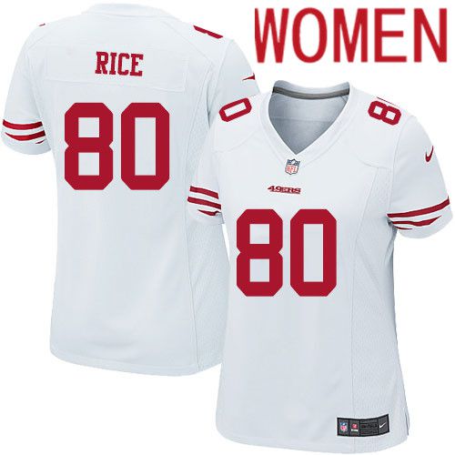 Women San Francisco 49ers 80 Jerry Rice Nike White Team Color Game NFL Jersey